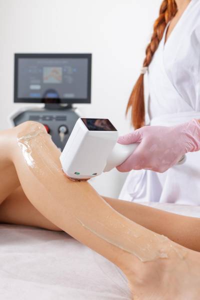 Traitement d’épilation laser des jambes complètes chez EREV Capillaire & Laser à Marseille 13006 Castellane pour une peau lisse et une réduction durable des poils.